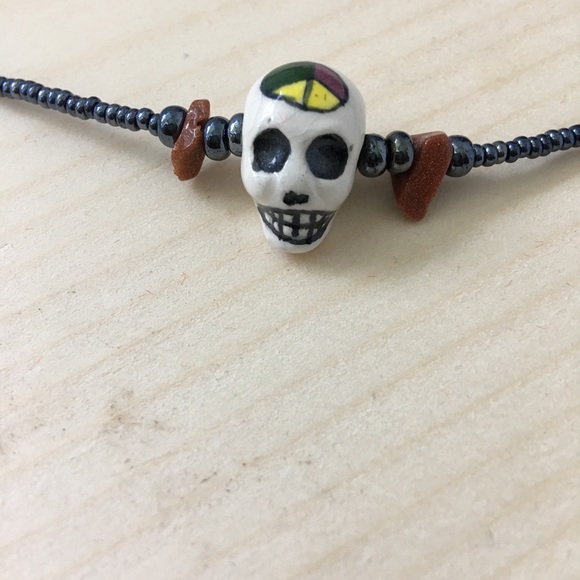 Jewelry - Beaded Rasta Skull Necklace